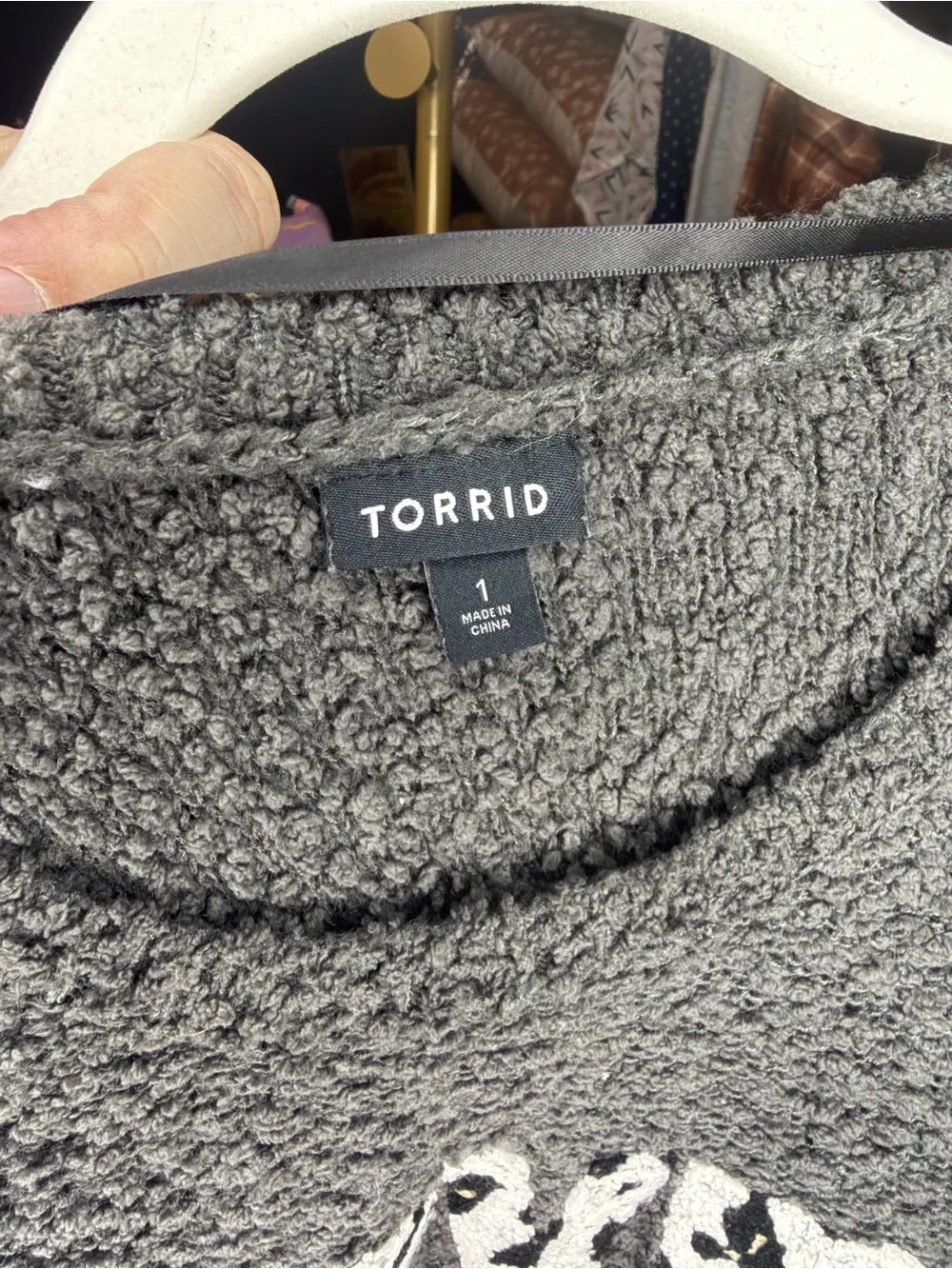 torrid Charcoal Plush 'LOVE' Crewneck Sweater